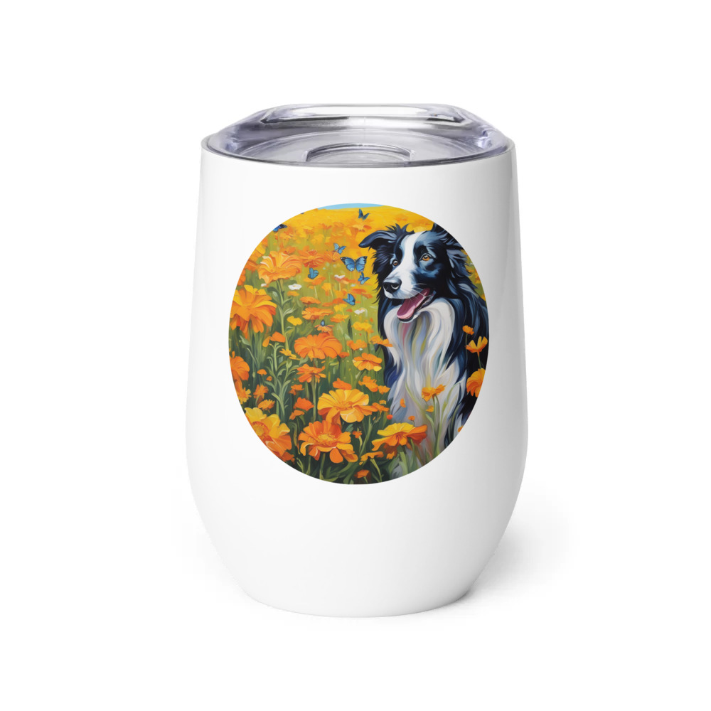 PugMug Custom Border Collie Wine Tumbler