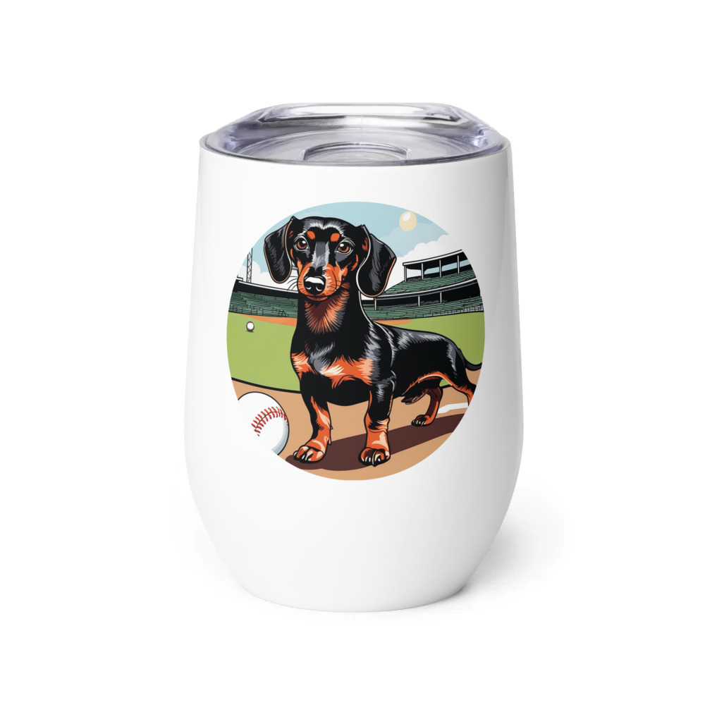 PugMug Custom Black Dachshund Wine Tumbler