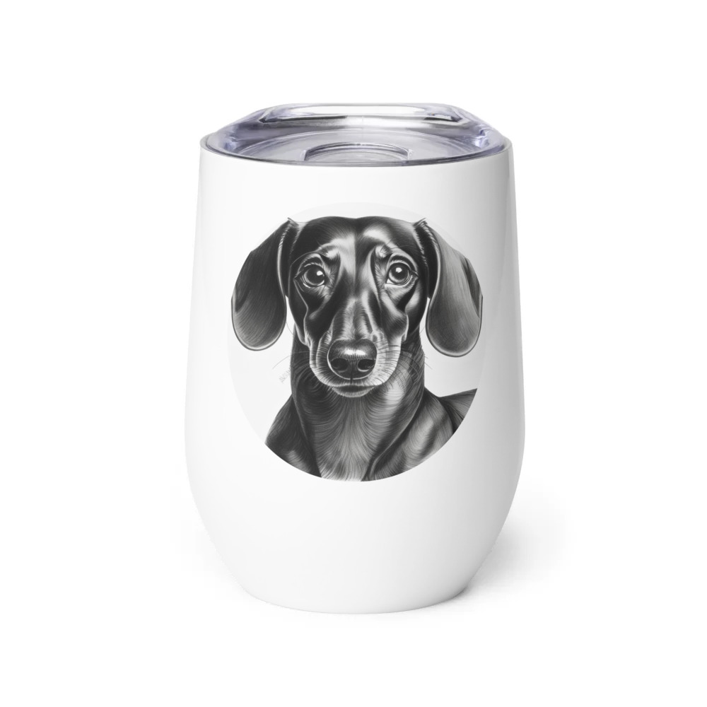 PugMug Custom Black Dachshund Wine Tumbler