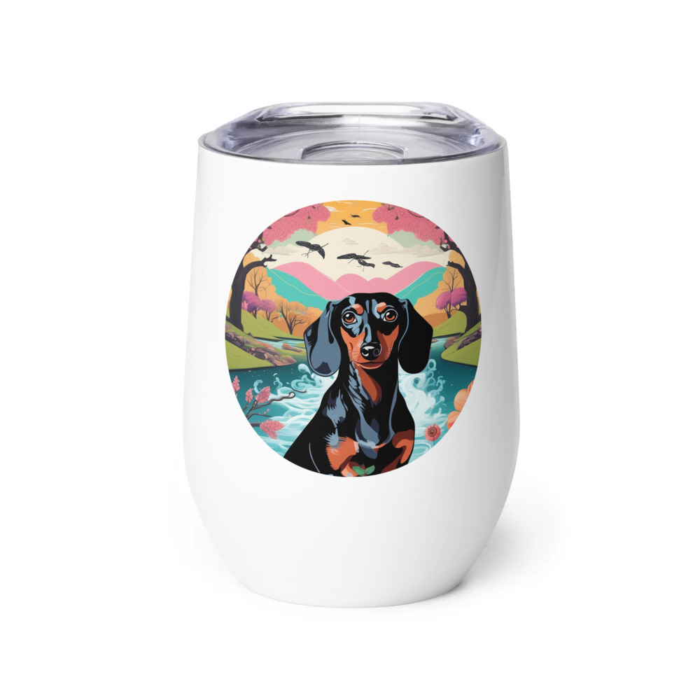 PugMug Custom Black Dachshund Wine Tumbler