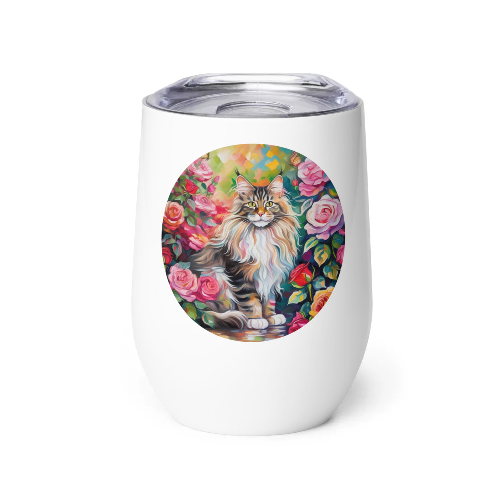 PugMug Custom Tabby Maine Coon Cat Wine Tumbler