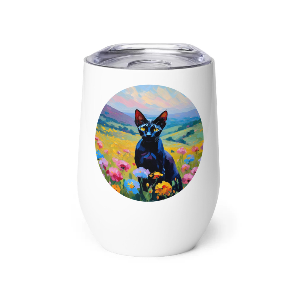 PugMug Custom Black Sphynx Cat Wine Tumbler