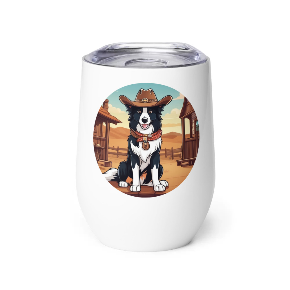 PugMug Custom Border Collie Wine Tumbler