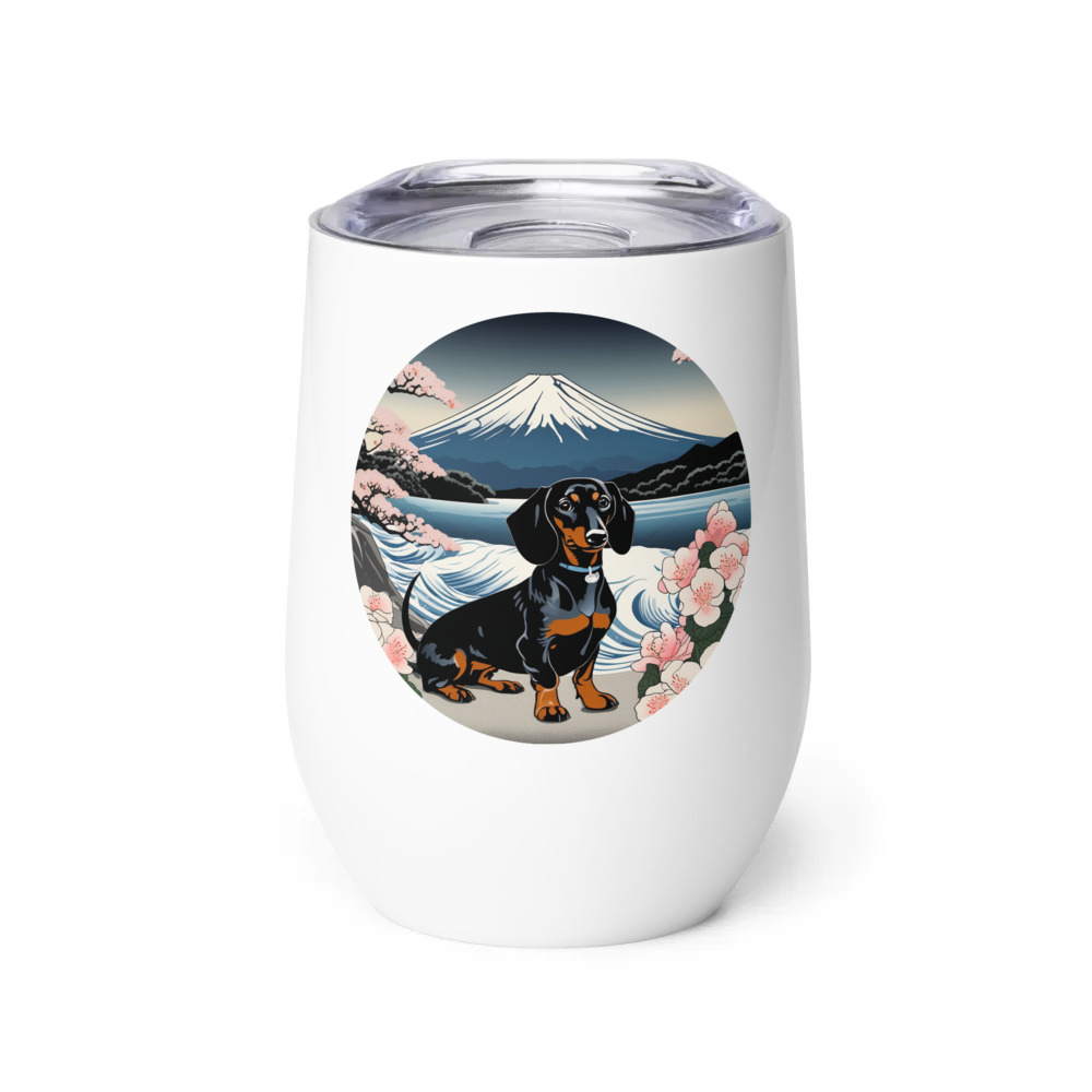 PugMug Custom Black Dachshund Wine Tumbler
