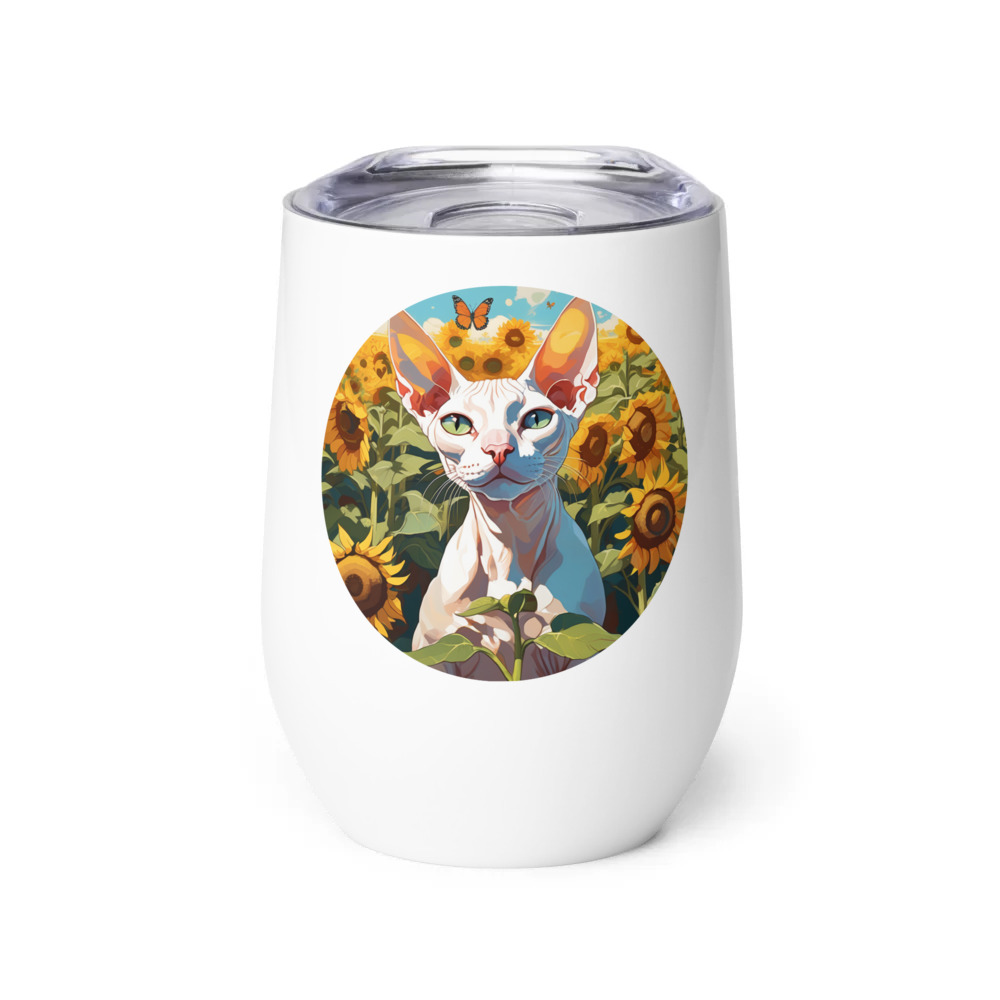 PugMug Custom White Sphynx Cat Wine Tumbler