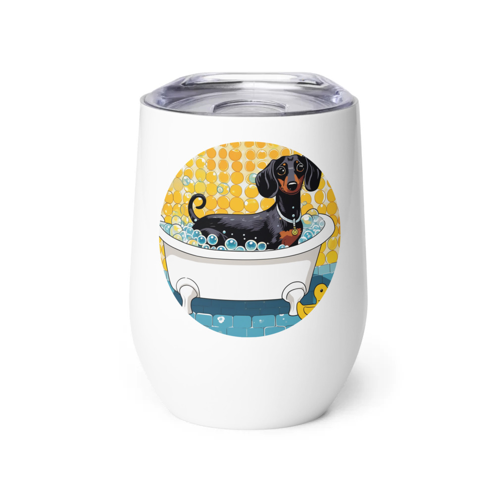 PugMug Custom Black Dachshund Wine Tumbler