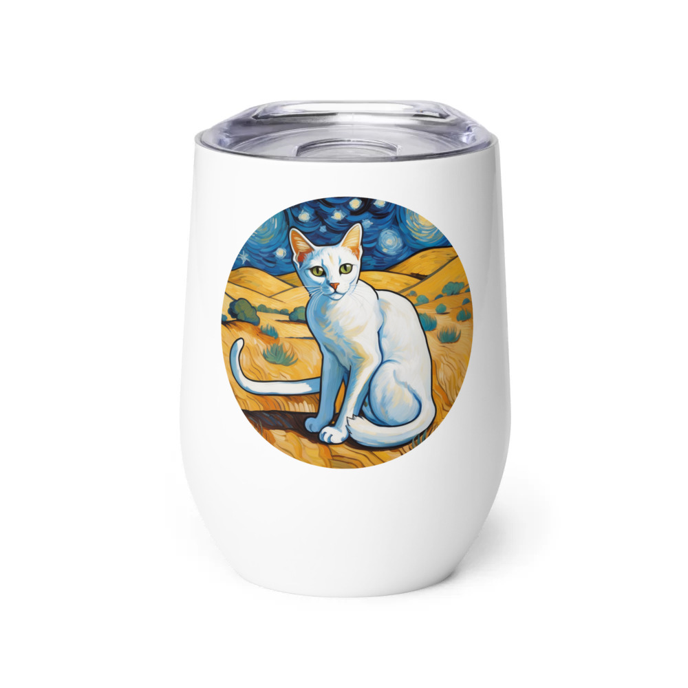 PugMug Custom White Abyssinian Cat Wine Tumbler