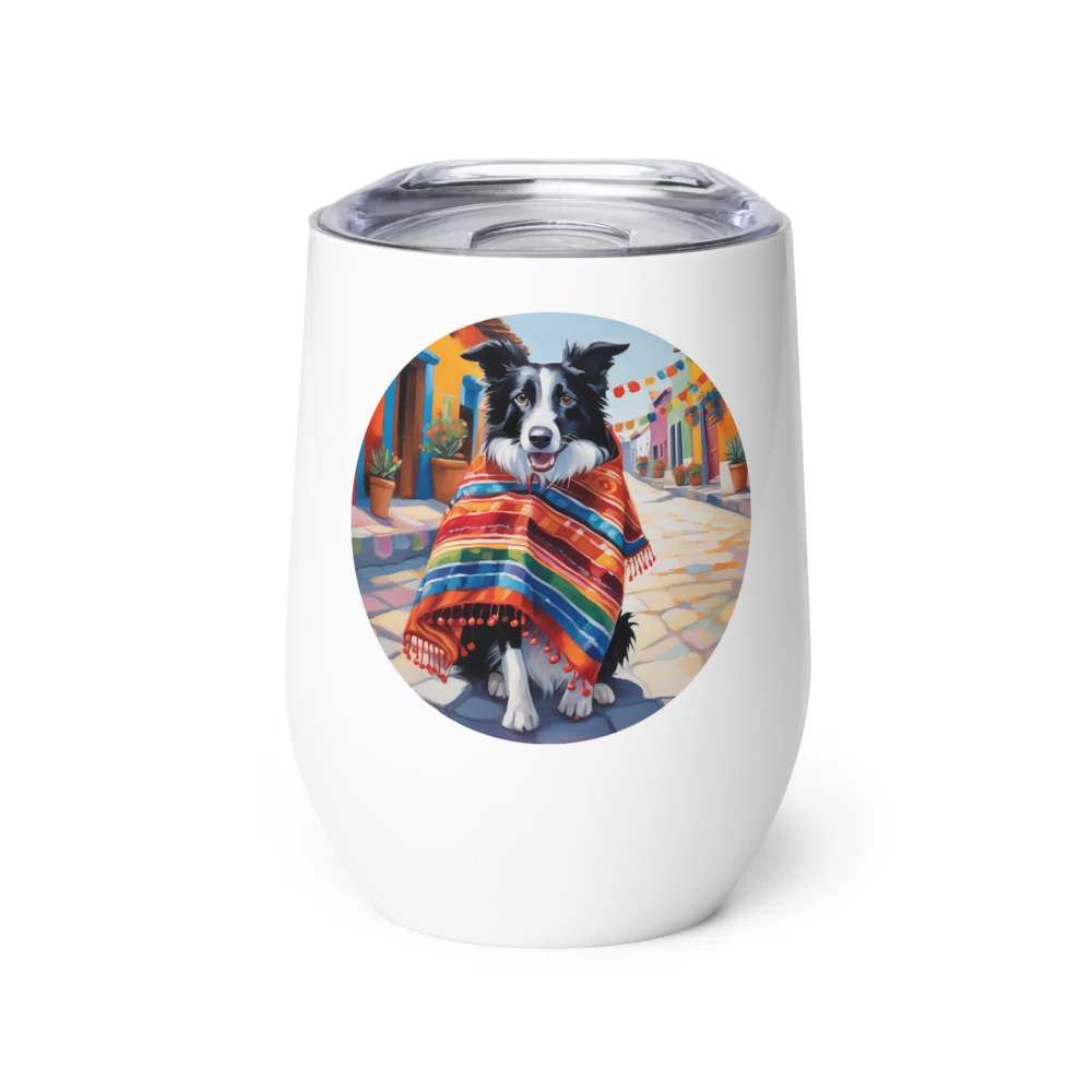 PugMug Custom Border Collie Wine Tumbler