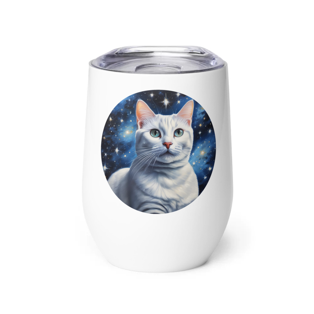 PugMug Custom White American Shorthair Cat Wine Tumbler