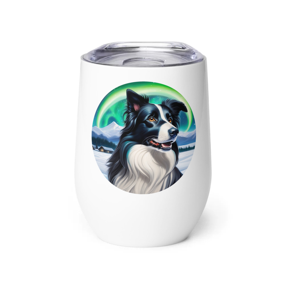 PugMug Custom Border Collie Wine Tumbler