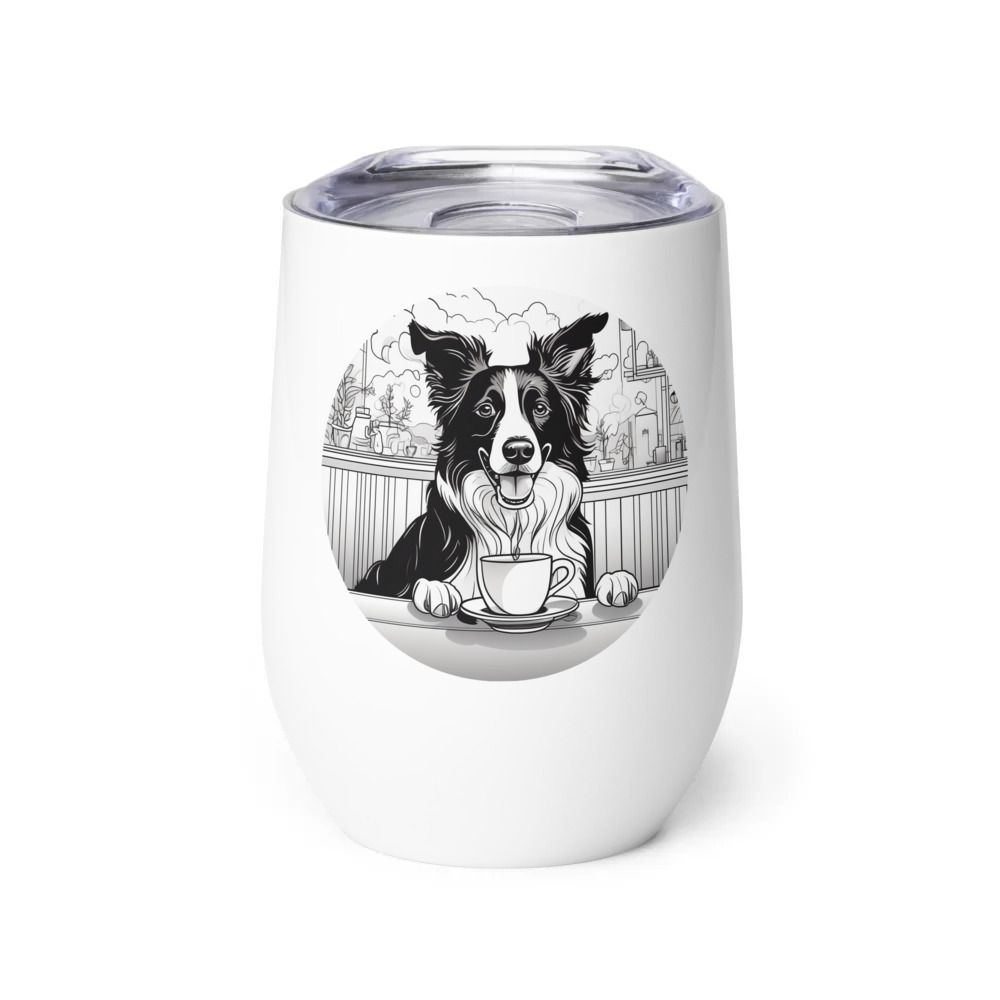 PugMug Custom Border Collie Wine Tumbler