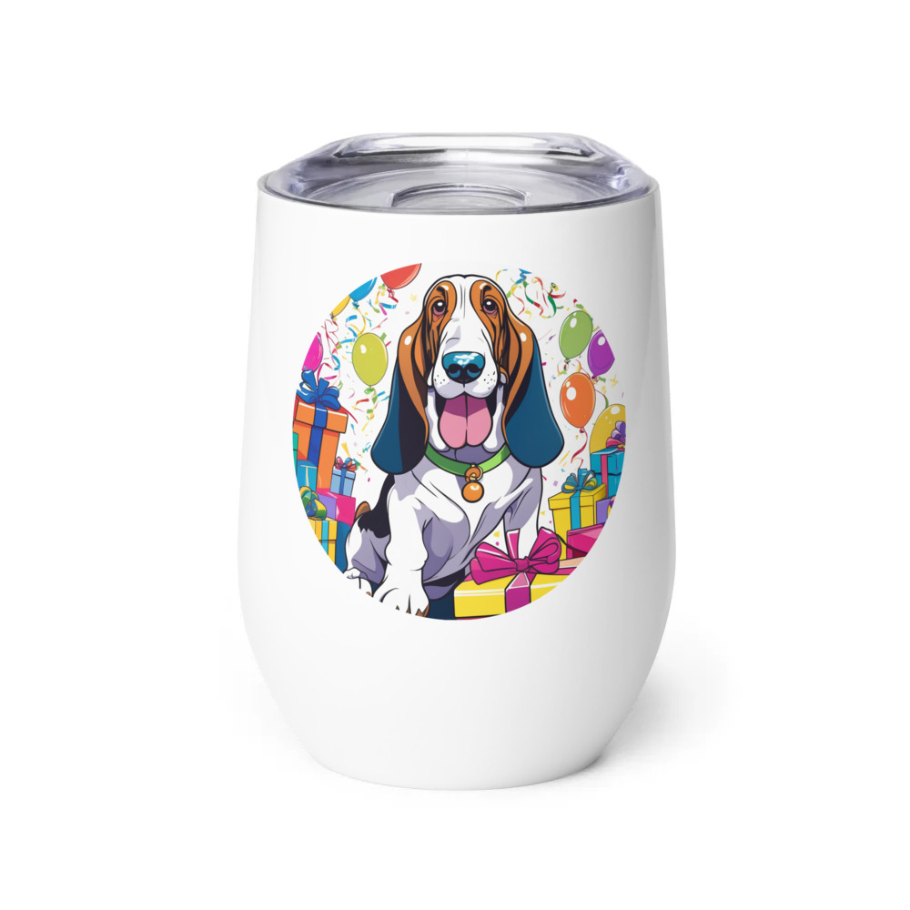 PugMug Custom Basset Hound Wine Tumbler