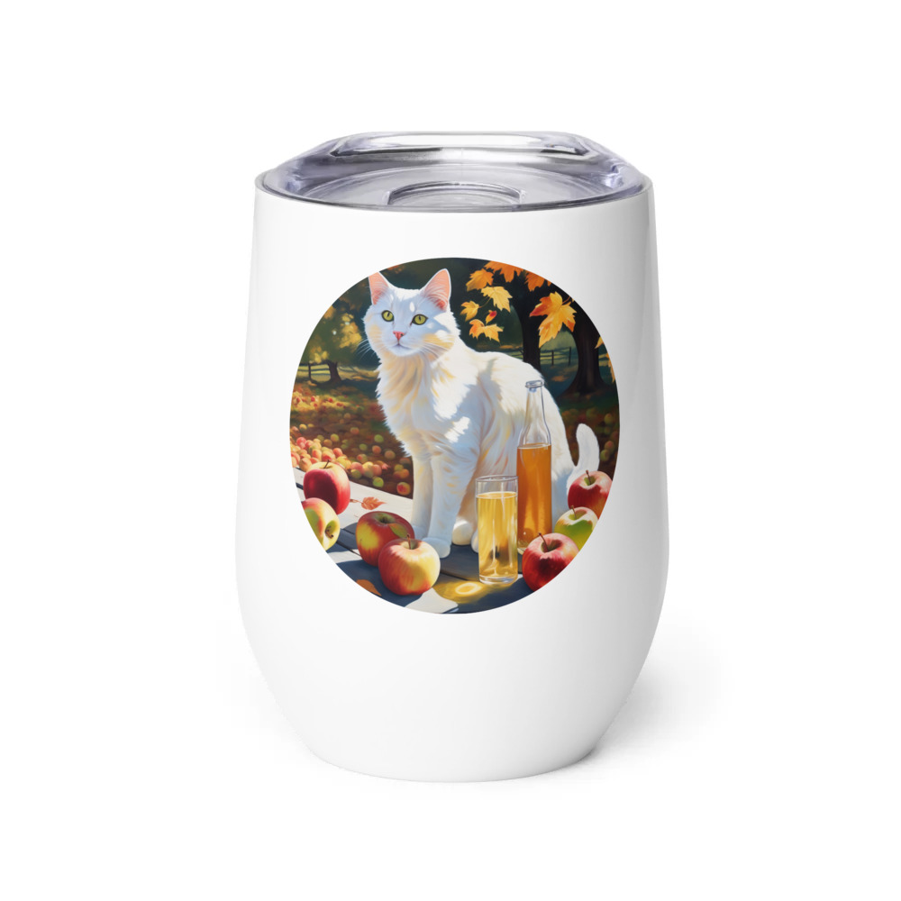 PugMug Custom White Companion Cat Wine Tumbler