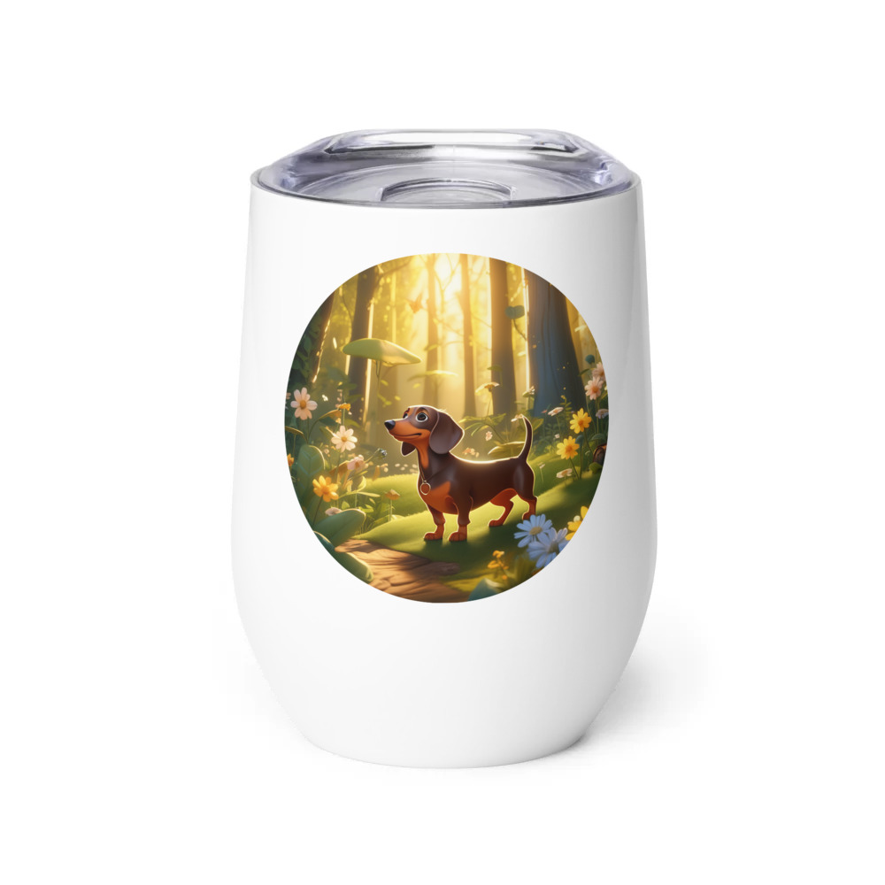 PugMug Custom Tan Dachshund Wine Tumbler