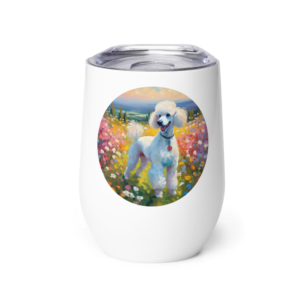 PugMug Custom White Poodle Wine Tumbler
