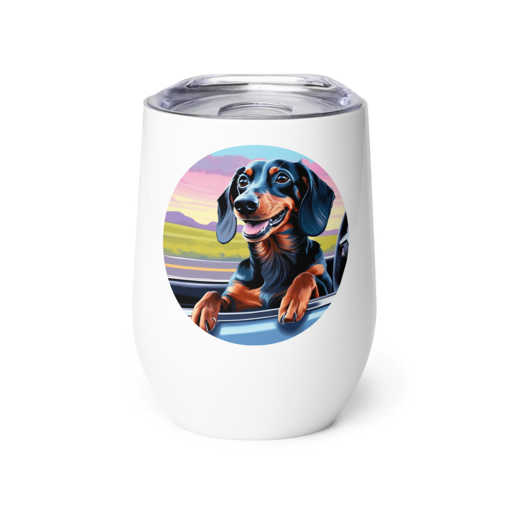 PugMug Custom Black Dachshund Wine Tumbler