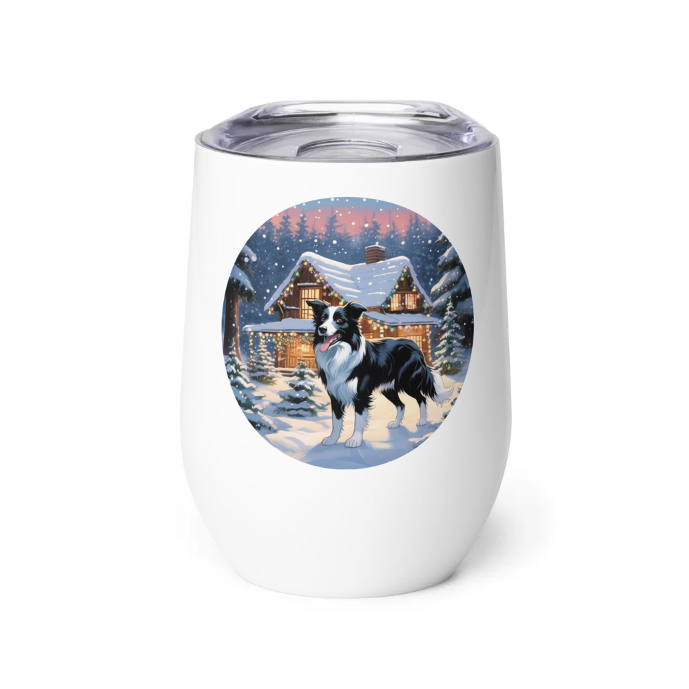 PugMug Custom Border Collie Wine Tumbler