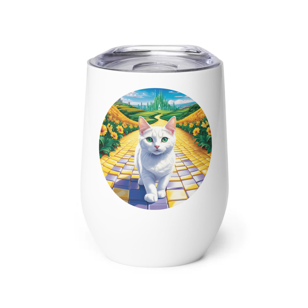 PugMug Custom White Companion Cat Wine Tumbler