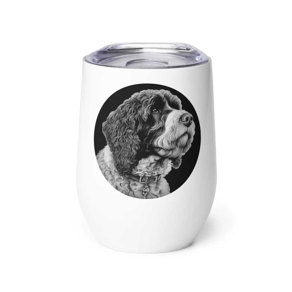 PugMug Custom Portuguese Water Dog Wine Tumbler