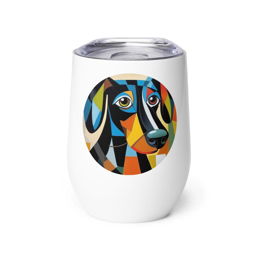PugMug Custom Black Dachshund Wine Tumbler