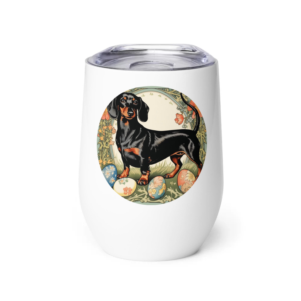 PugMug Custom Black Dachshund Wine Tumbler