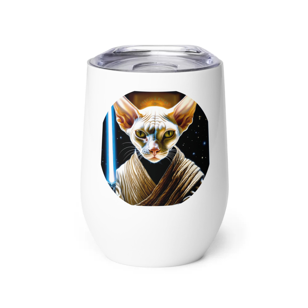 PugMug Custom White Sphynx Cat Wine Tumbler