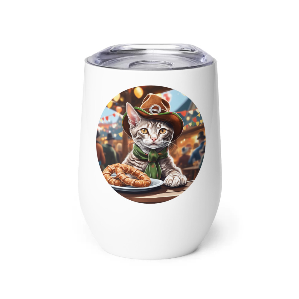 PugMug Custom Tabby Devon Rex Cat Wine Tumbler
