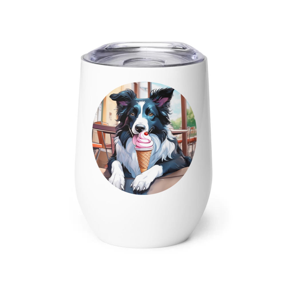 PugMug Custom Border Collie Wine Tumbler