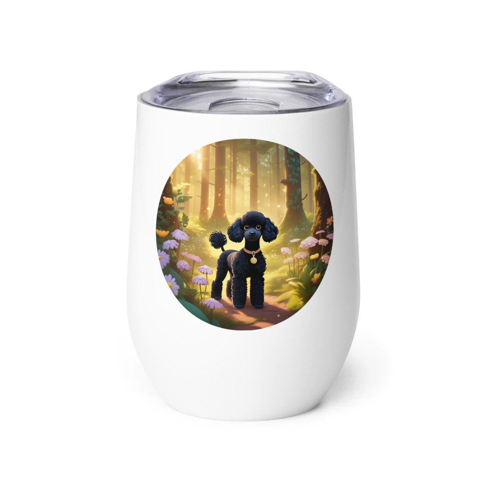 PugMug Custom Black Poodle Wine Tumbler