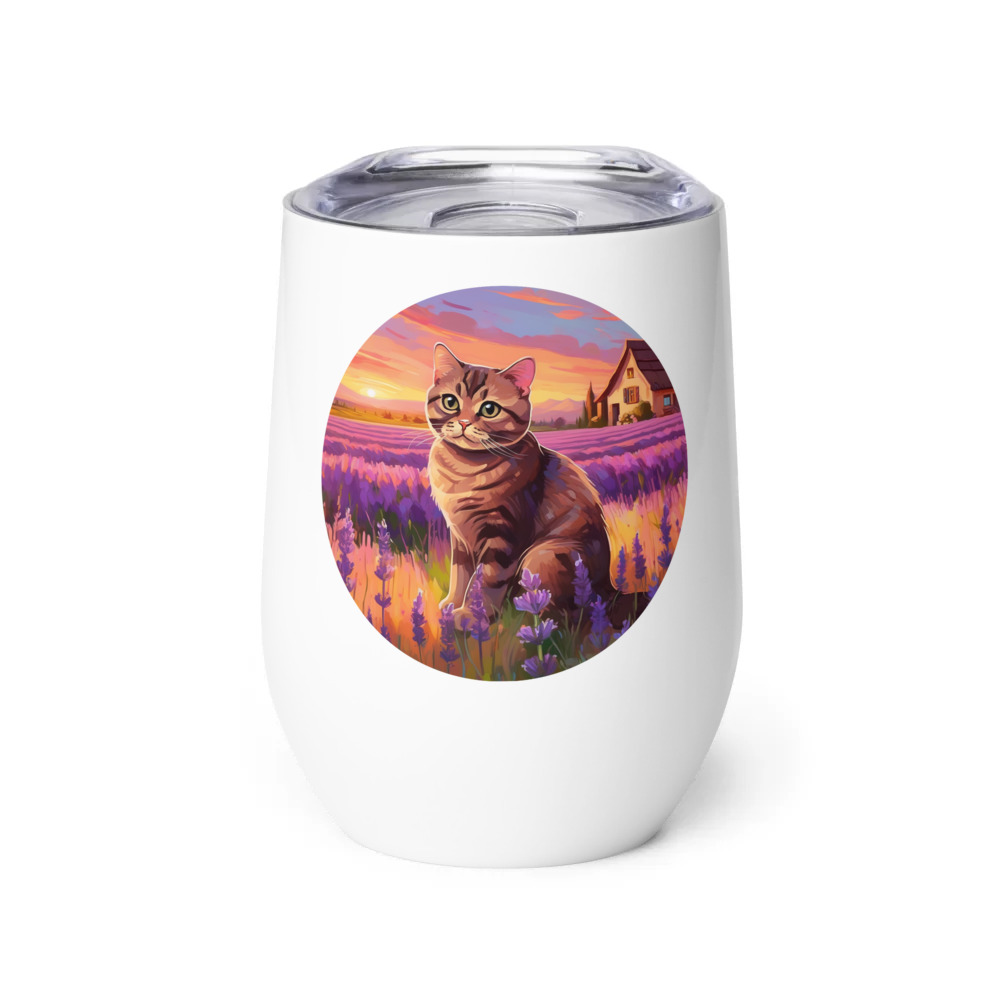 PugMug Custom Tabby Scottish Fold Cat Wine Tumbler