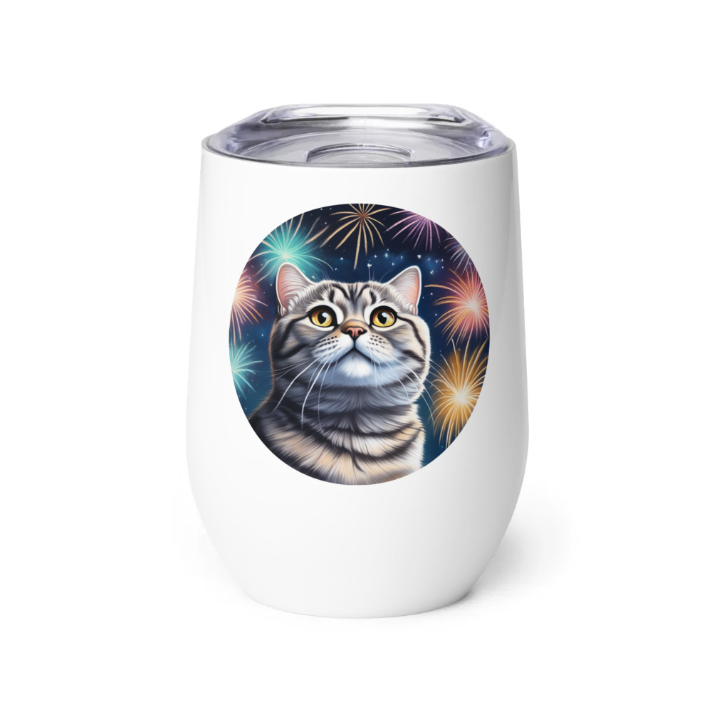 PugMug Custom Tabby Scottish Fold Cat Wine Tumbler