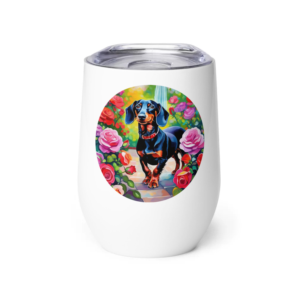 PugMug Custom Black Dachshund Wine Tumbler