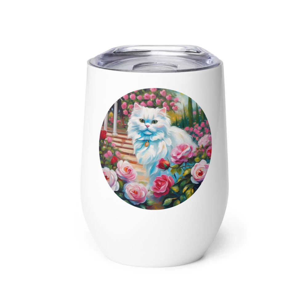 PugMug Custom White Persian Cat Wine Tumbler