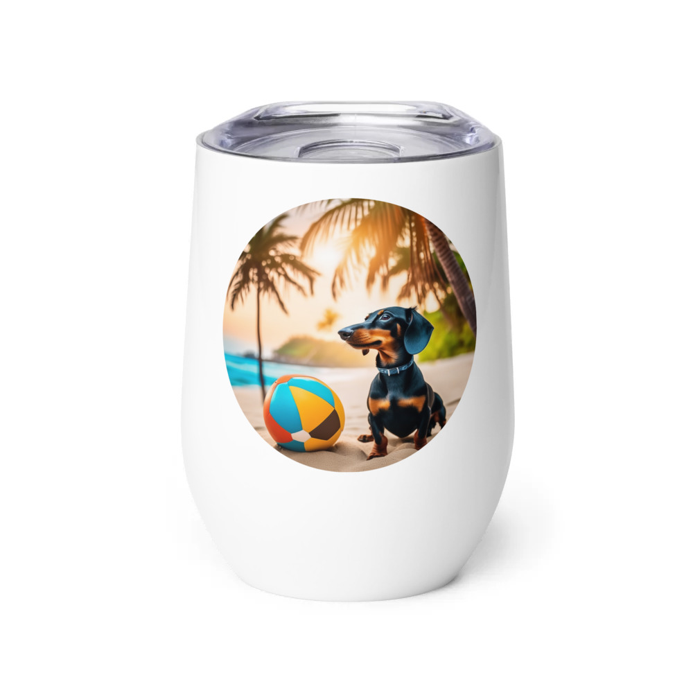 PugMug Custom Black Dachshund Wine Tumbler