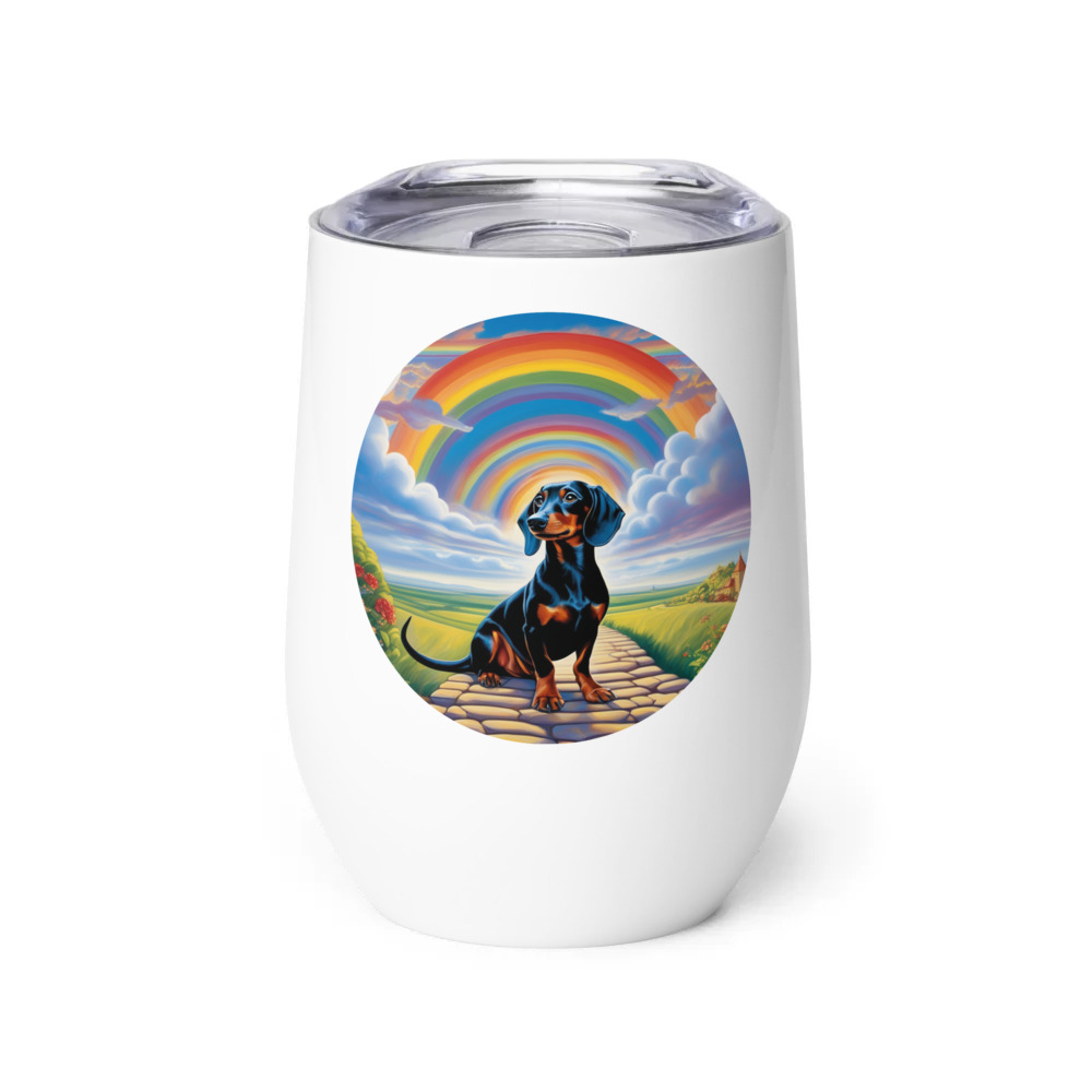 PugMug Custom Black Dachshund Wine Tumbler