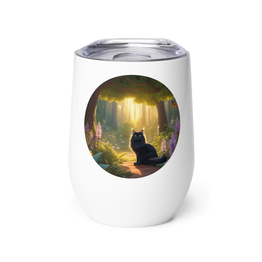 PugMug Custom Black Maine Coon Cat Wine Tumbler