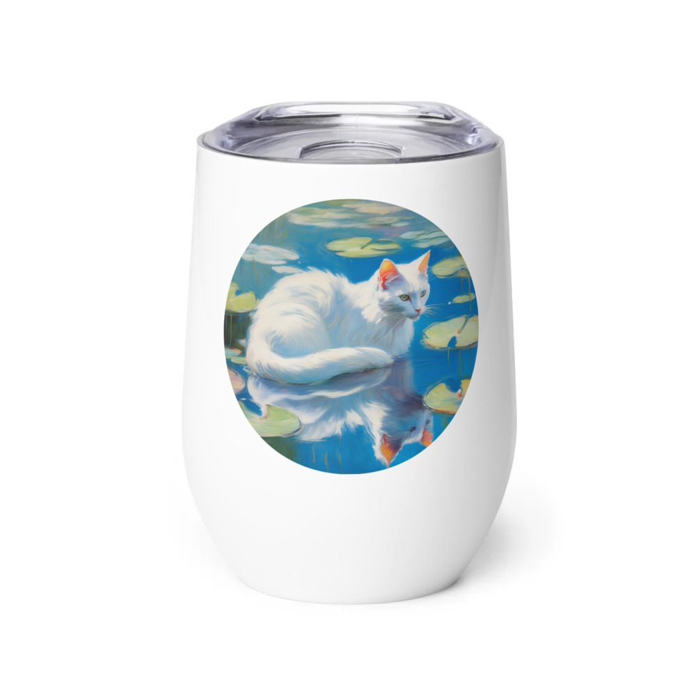 PugMug Custom White Companion Cat Wine Tumbler