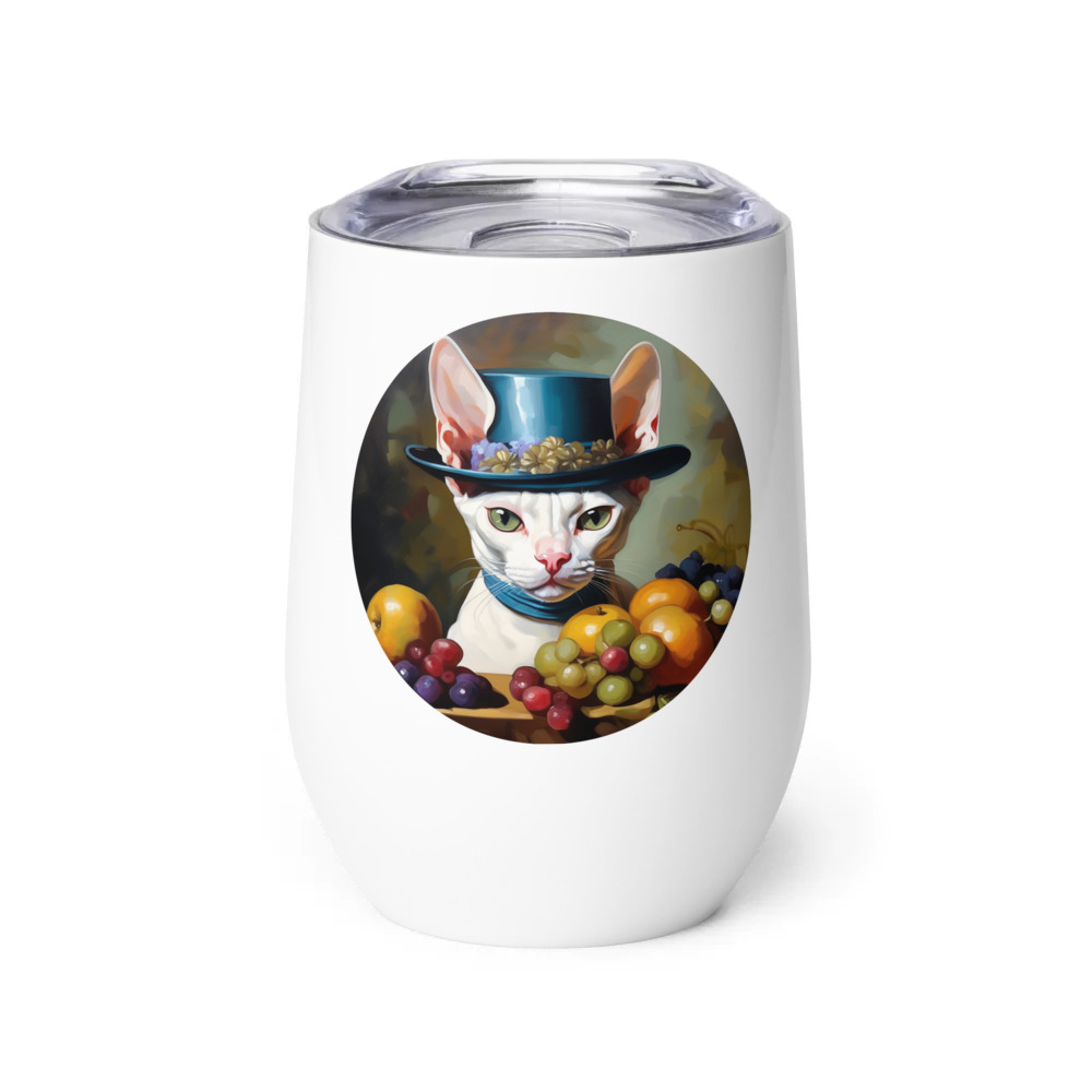 PugMug Custom White Sphynx Cat Wine Tumbler