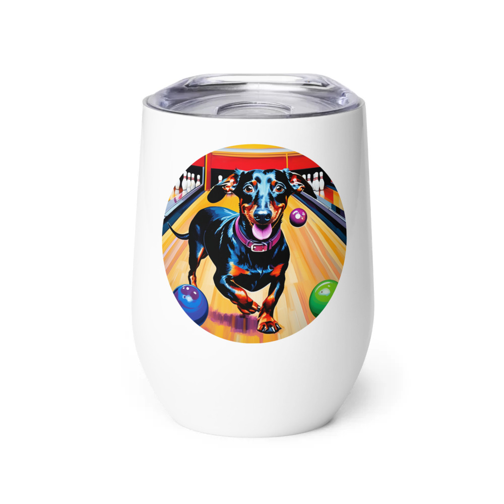 PugMug Custom Black Dachshund Wine Tumbler
