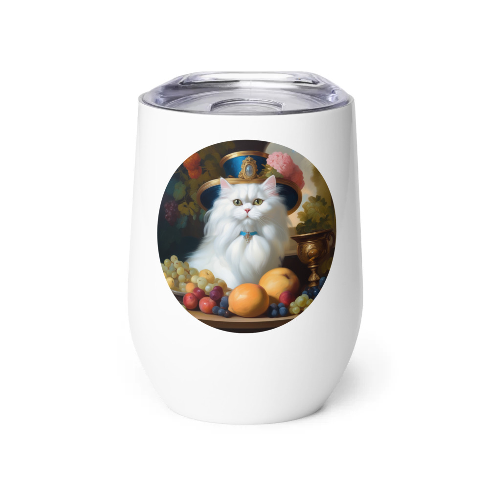 PugMug Custom White Persian Cat Wine Tumbler