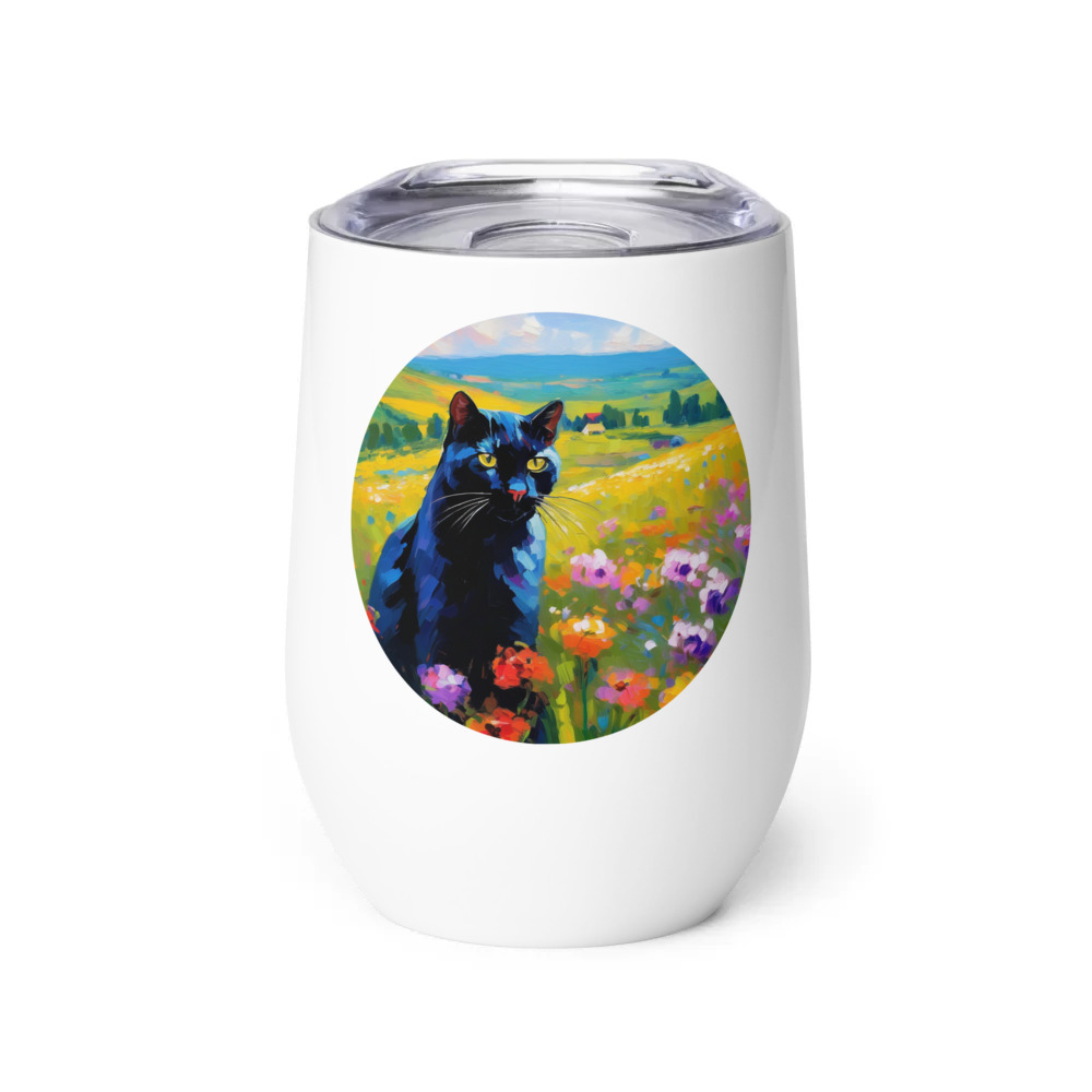 PugMug Custom Black Exotic Cat Wine Tumbler