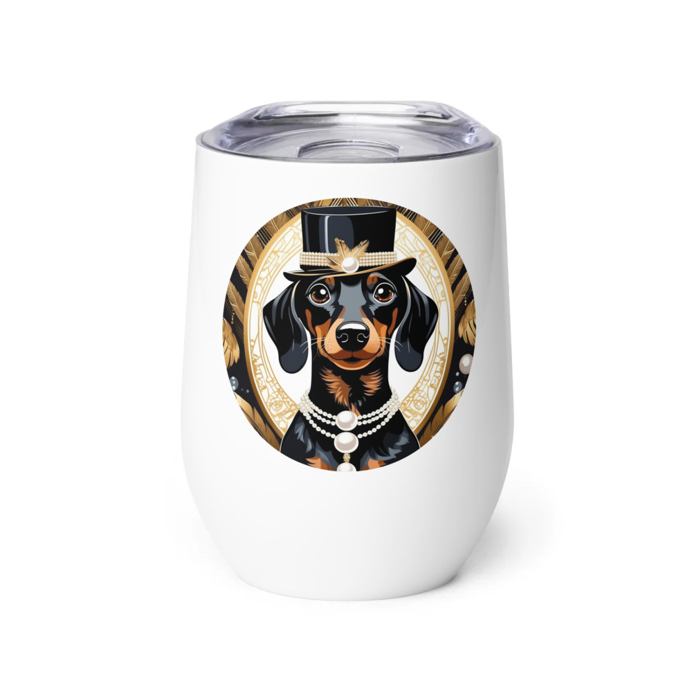 PugMug Custom Black Dachshund Wine Tumbler