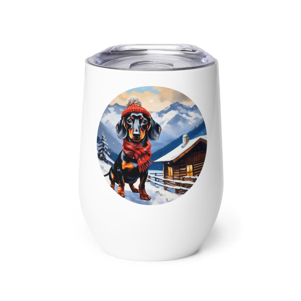 PugMug Custom Black Dachshund Wine Tumbler