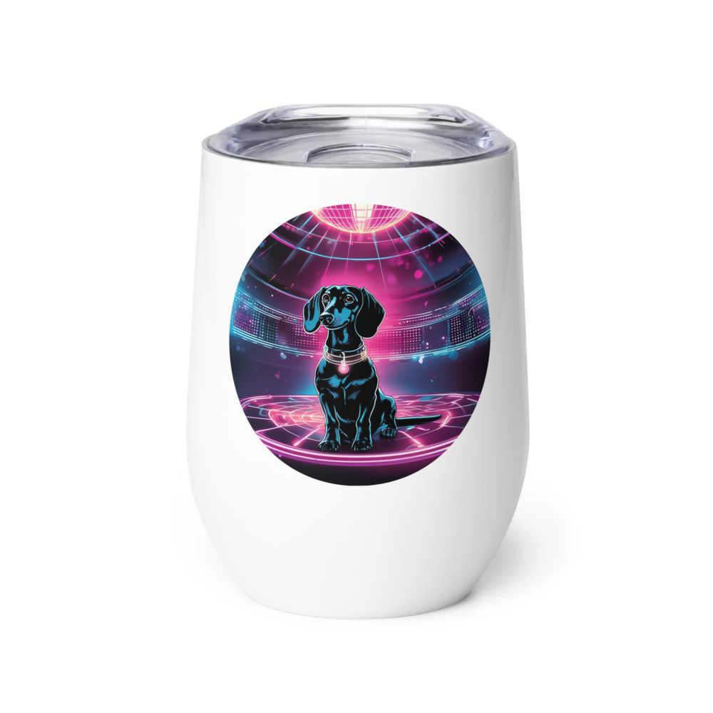 PugMug Custom Black Dachshund Wine Tumbler