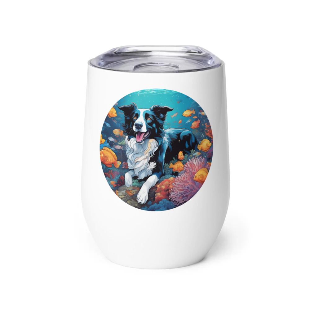 PugMug Custom Border Collie Wine Tumbler