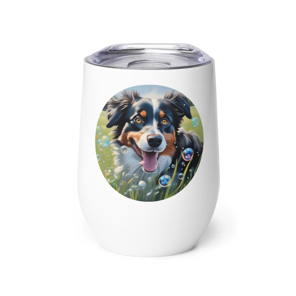 PugMug Custom Miniature American Shepherd Wine Tumbler