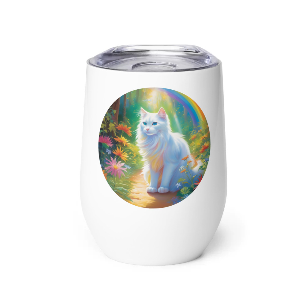 PugMug Custom White Companion Cat Wine Tumbler