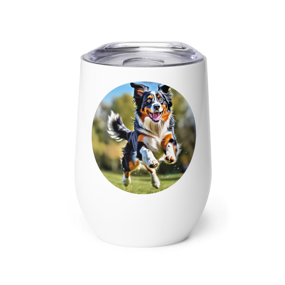 PugMug Custom Australian Shepherd Dog Wine Tumbler