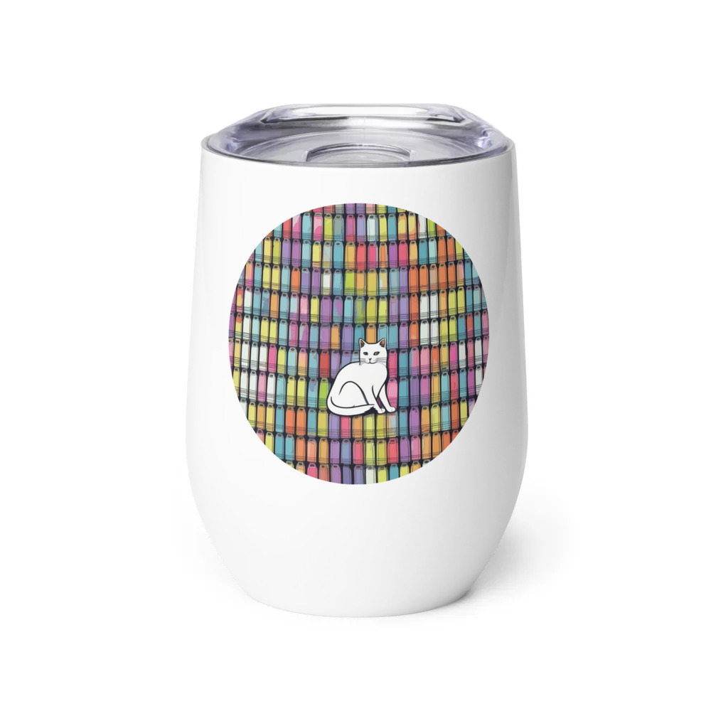 PugMug Custom White Companion Cat Wine Tumbler