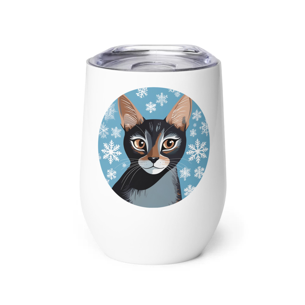 PugMug Custom Black Abyssinian Cat Wine Tumbler